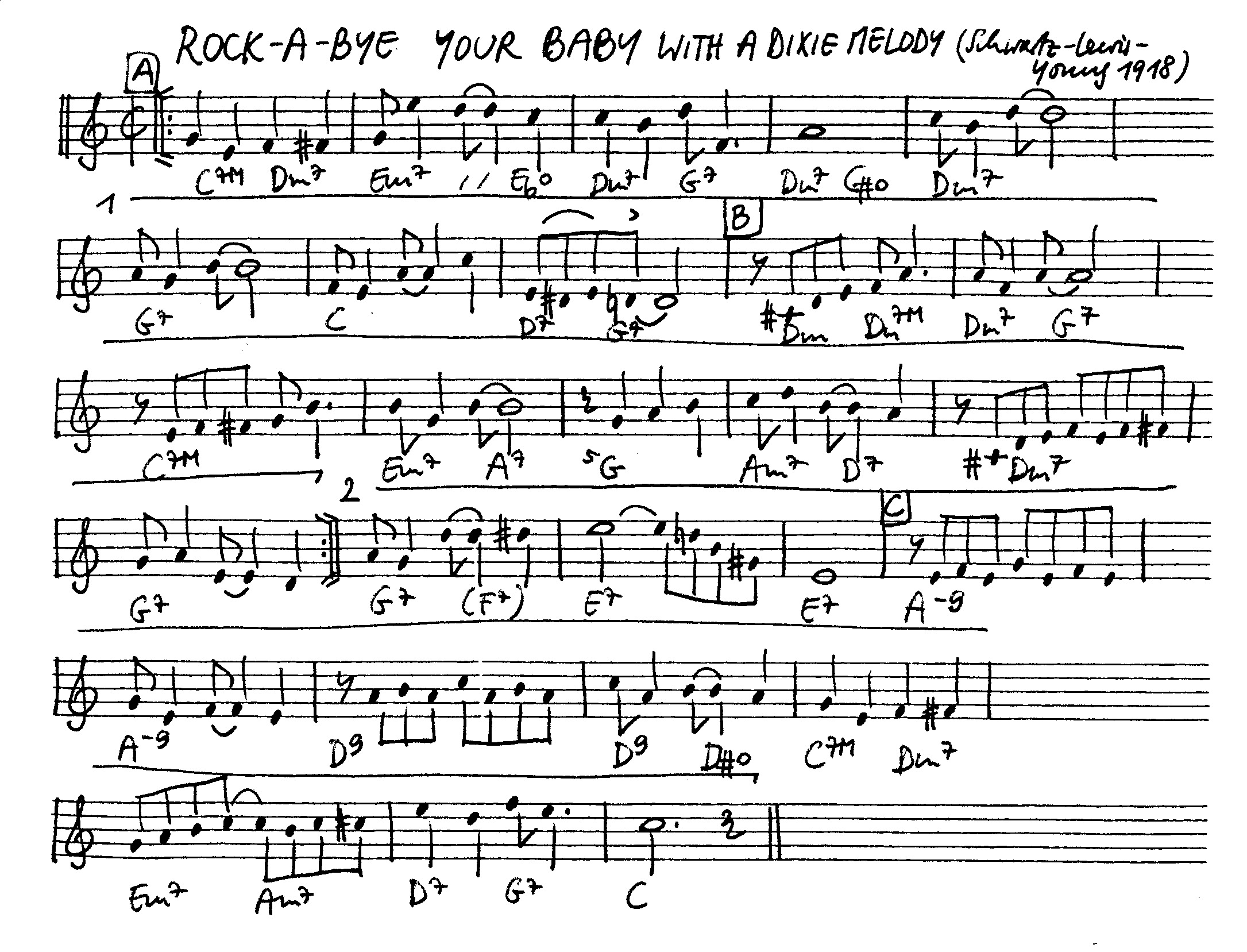 rock-a-bye your baby leadsheet – book us for your next 20s or gatsby event